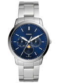 Fossil Neutra Minimalist Moonphase Blue Dial Silver Steel Strap Watch for Men - FS5907