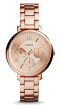 Fossil Jacqueline Rose Gold Dial Rose Gold Steel Strap Watch for Women - ES3665