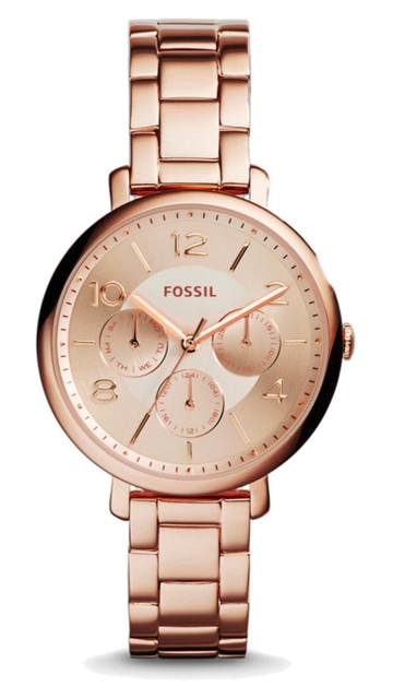 Fossil Jacqueline Rose Gold Dial Rose Gold Steel Strap Watch for Women - ES3665