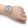 Fossil Jacqueline Analog Moonphase Mother of Pearl White Dial Two Tone Steel Strap Watch for Women - ES5166