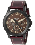 Fossil Nate Chronograph Brown Dial Brown Leather Strap Watch for Men - JR1511