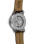 Fossil Grant Automatic Beige Skeleton Dial Brown Leather Strap Watch for Men - ME3099