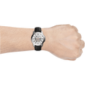 Fossil Grant Automatic Skeleton White Dial Black Leather Strap Watch for Men - ME3101