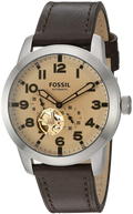 Fossil Pilot 54 Automatic Cream Dial Brown Leather Strap Watch for Men - ME3119