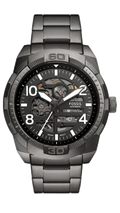 Fossil Bronson Automatic Skeleton Black Dial Grey Steel Strap Watch for Men - ME3255