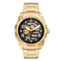 Fossil Bronson Automatic Skeleton Black Dial Gold Steel Strap Watch for Men - ME3257