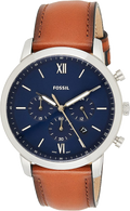 Fossil Neutra Chronograph Blue Dial Brown Leather Strap Watch for Men - FS5453