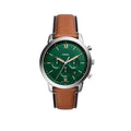 Fossil Neutra Chronograph Green Dial Brown Leather Strap Watch for Men - FS5735