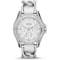 Fossil Riley White Dial White Leather Strap Watch for Women - ES3463