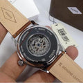 Fossil Flynn Automatic Black Dial Brown Leather Strap Watch for Men - BQ2270