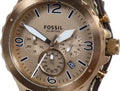 Fossil Nate Chronograph Gold Dial Brown Leather Strap Watch for Men - JR1495