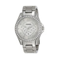 Fossil Riley Multifunction Silver Dial Silver Steel Strap Watch for Women - ES3202