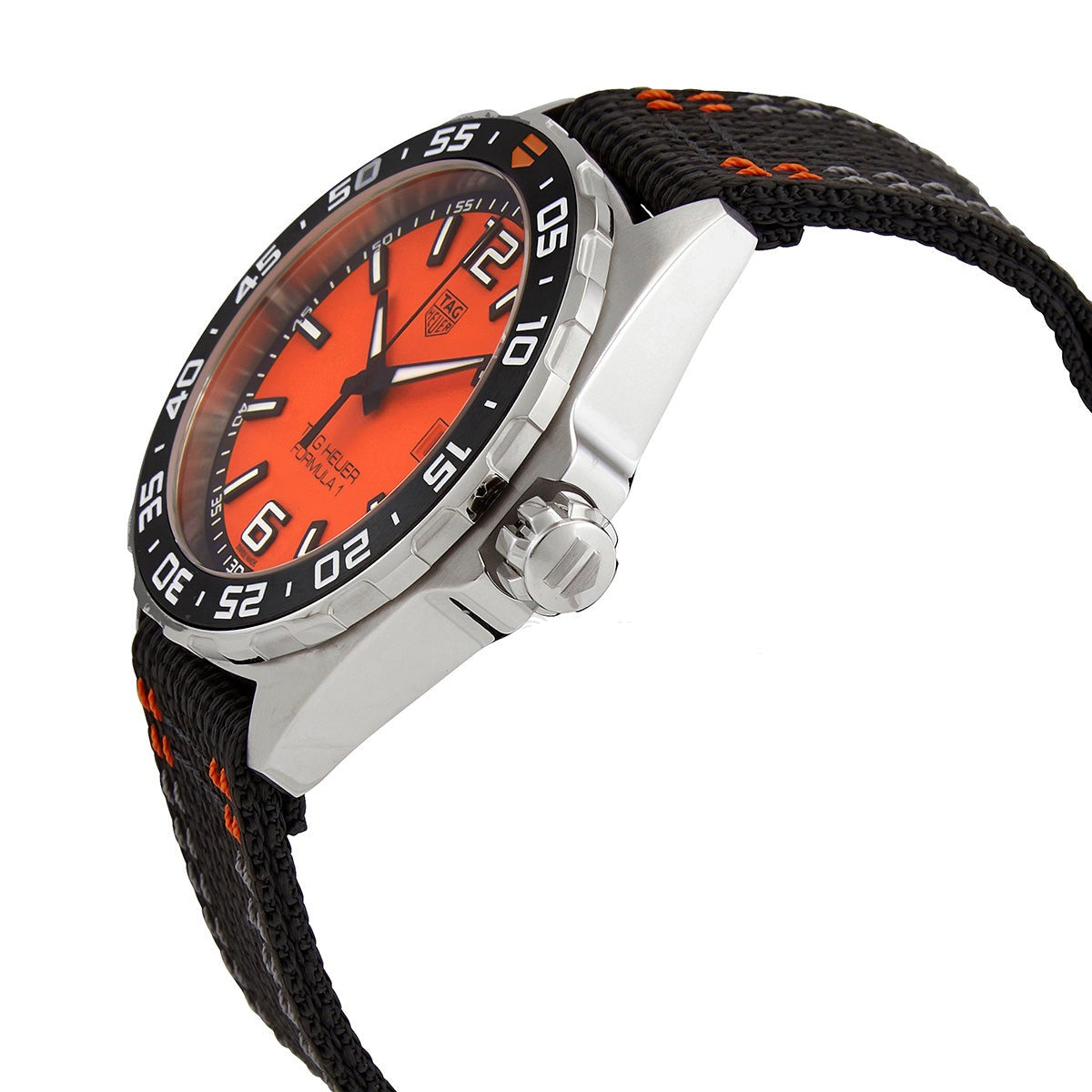 Tag Heuer Formula 1 Quartz Orange Dial Black Nylon Strap Watch for Men - WAZ101A.FC8305