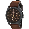 Fossil Machine Flight Chronograph Brown Dial Brown Leather Strap Watch for Men - FS4656