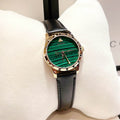Gucci Le Marche Des Merveilles Quartz Green Dial Black Leather Strap Watch For Women - YA126463