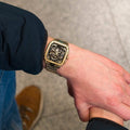 Fossil Inscription Automatic Skeleton Black Dial Gold Steel Strap Watch for Men - BQ2573