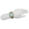 Gucci G Timeless Floral Turquoise Dial Turquoise Leather Strap Watch For Women - YA1264085