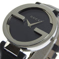 Gucci G Interlocking Black Dial Black Leather Strap Watch For Women - YA133301