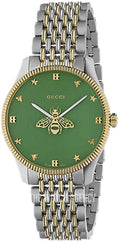 Gucci G Timeless Quartz Green Dial Two Tone Steel Strap Watch For Men - YA1264182