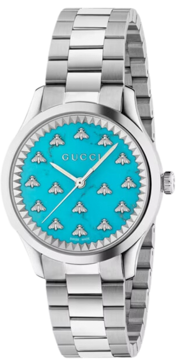 Gucci G Timeless Quartz Turquoise Dial Silver Steel Strap Unisex Watch - YA1265044