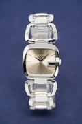 Gucci G Brown Square Brown Dial Silver Steel Strap Watch For Women - YA125402