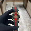 Gucci G Timeless Quartz Green & Red Dial Green & Red NATO Strap Watch For Men - YA126487A
