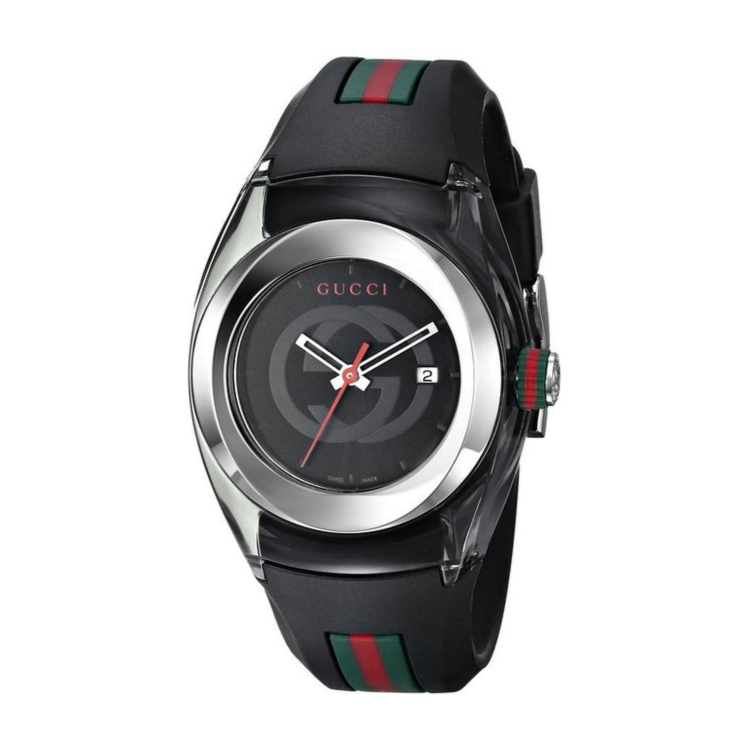 Gucci Sync Quartz Black Dial Black Rubber Strap Watch For Men - YA137301