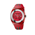 Gucci Sync Quartz Red Dial Red Rubber Strap Watch For Women - YA137303