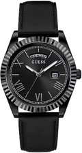 Guess Connoisseur Black Dial Black Leather Strap Watch For Men - GW0353G1
