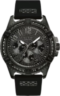 Guess Frontier Crystals Black Dial Black Silicone Strap Watch For Men - W1132G3