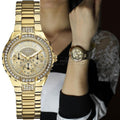 Guess Viva Diamonds Gold Dial Gold Steel Strap Watch for Women - W0111L2