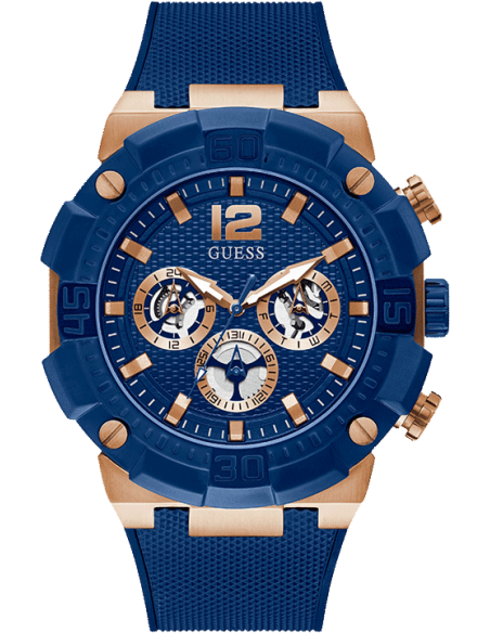 Guess Navigator Chronograph Blue Dial Blue Rubber Strap Watch for Men - GW0264G4