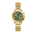 Guess Cosmo Chronograph Green Dial Gold Steel Strap Watch For Women - GW0465L5