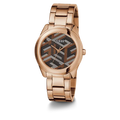 Guess Cubed Analog Black Dial Rose Gold Steel Strap Watch For Women - GW0607L3