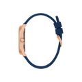 Guess Cubed Analog Rose Gold Dial Blue Leather Strap Watch For Women - GW0665L2