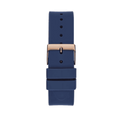 Guess Cubed Analog Rose Gold Dial Blue Leather Strap Watch For Women - GW0665L2