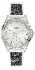 Guess Swirl Quartz Silver Dial White Silicone Strap Watch for Women - W1096L1