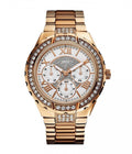 Guess Viva Diamonds White Dial Rose Gold Steel Strap Watch for Women - W0111L3