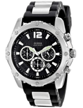 Guess Intrepid Chronograph Black Dial Two Tone Steel Strap Watch for Men - W0167G1