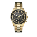 Guess Chaser Chronograph Black Dial Gold Steel Strap Watch for Men - W0170G2