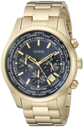 Guess Multifunction Black Dial Gold Steel Strap Watch for Men  - W0602G1