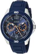 Guess Trade Blue Dial Blue Silicone Strap Watch for Men - W0967G2