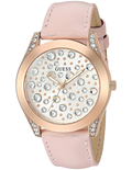 Guess Wonderlust Beige Dial Pink Leather Strap Watch for Women - W1065L1