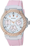 Guess Zena Quartz White Dial Pink Rubber Strap Watch For Women - W1094L4