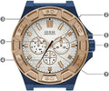 Guess Force Multi Function White Dial Blue Leather Strap Watch For Men - W0674G7
