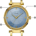 Guess Park Avenue Blue Dial Gold Steel Strap Watch For Women - W0695L2