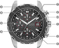 Guess Octane Chronograph Black Dial Two Tone Steel Strap Watch for Men - W1046G1
