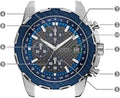 Guess Octane Chronograph Blue Dial Two Tone Steel Strap Watch for Men - W1046G2