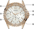 Guess Swirl Quartz Silver Dial White Rubber Strap Watch For Women - W1096l2