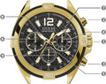 Guess Surge Chronograph Black Dial Gold Steel Strap Watch for Men - W1258G2